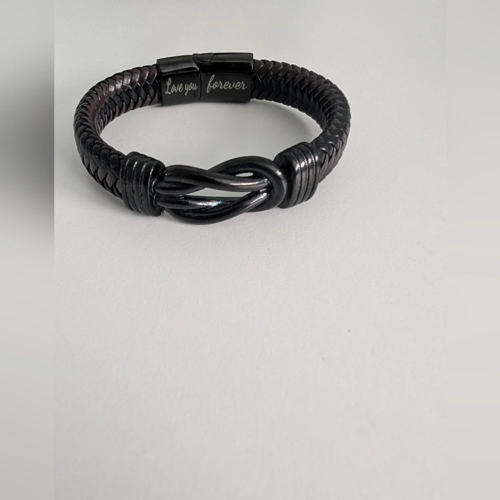 Black Braided Bracelet with Infinity Knot